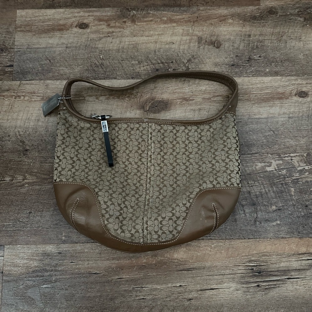 Coach Tan and Brown Shoulder Bag
